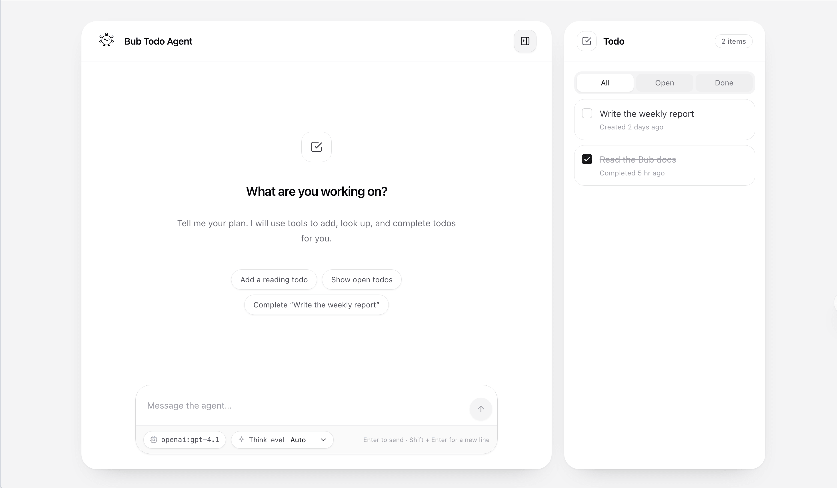 Bub Todo Agent Screenshot